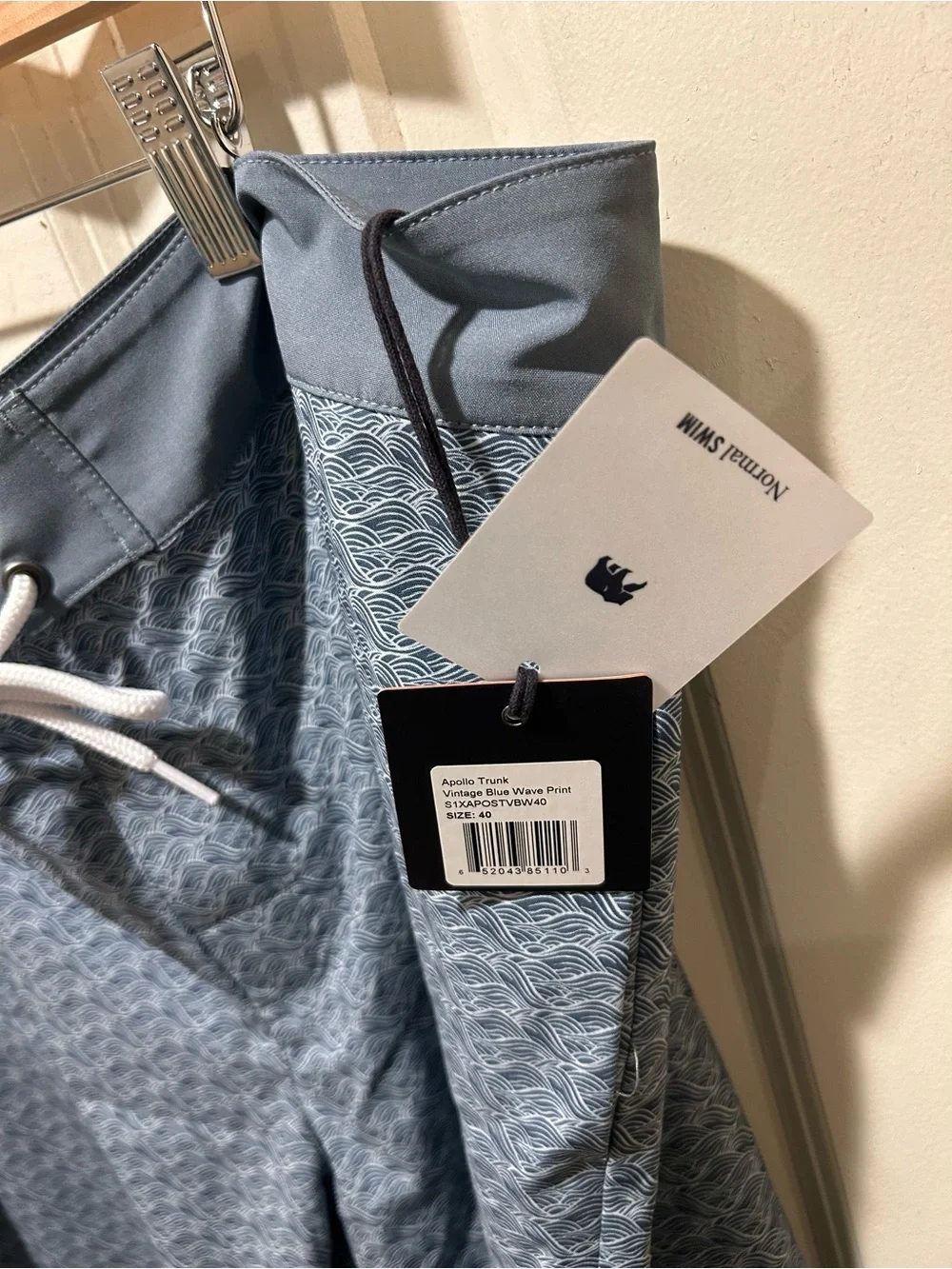 NWT The Normal Brand Apollo Trunk Swim in Vintage Blue Wave , size 40